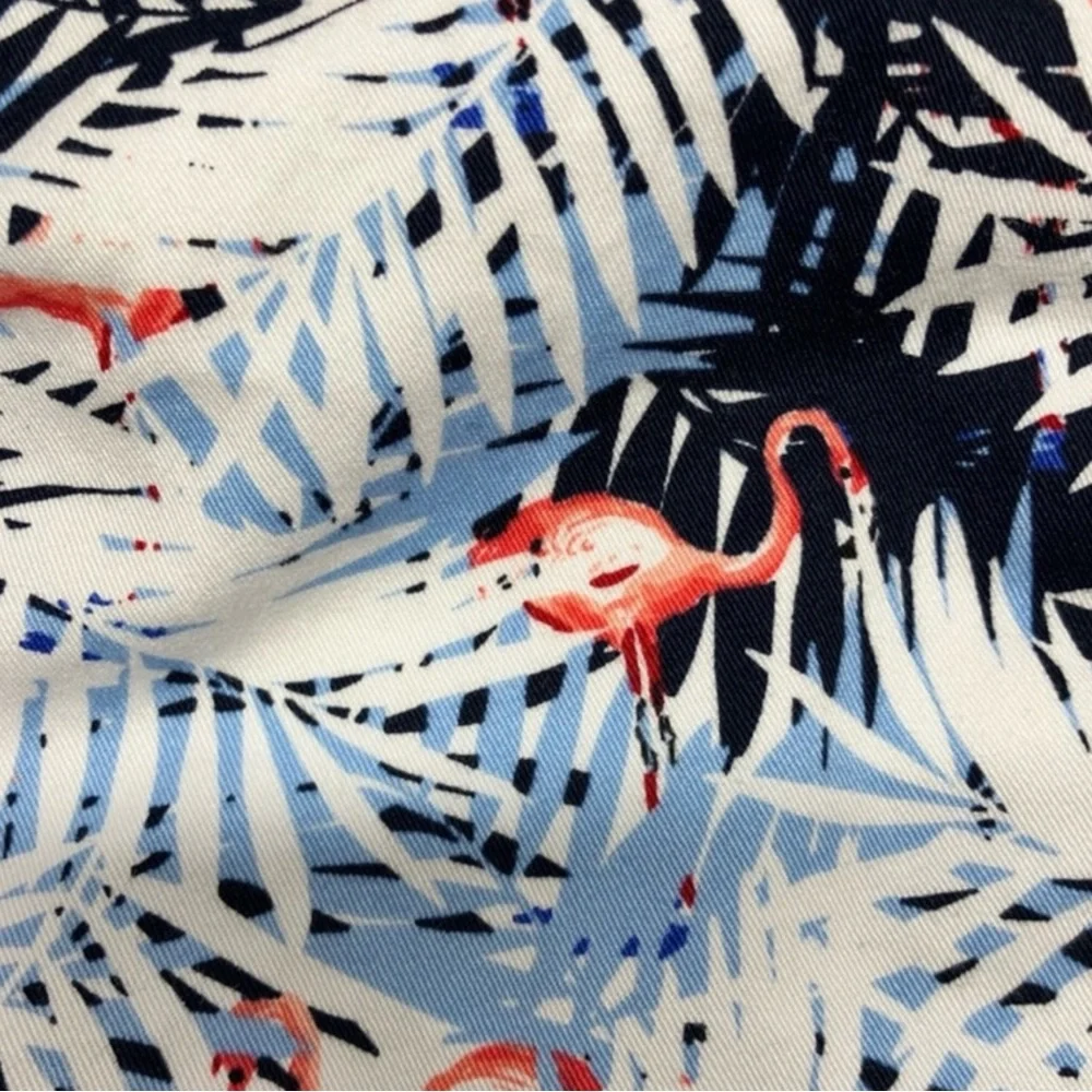 CHRISTOPHER & BANKS Leaf / Flamingo Print Skort in Blue/White/Pink Size 14P NWT